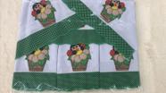 Semaninha Coruja Cores Variadas Kit de 7 panos de prato com desenho bordado Sacaria 100 Algodão 67cmx44cm cada pano