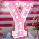 Señal de Letras Brillantes LED Rosadas Elnsivo, a Pilas