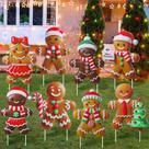Señales Navideñas para Jardín Memorywuu 8 Piezas 25 cm Hombre de Jengibre 3D