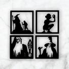 Senhor dos Anéis Vazado Preto e Branco 16x16cm MDF 3mm Quadro Geek Decoração Presente
