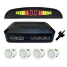 Sensor de estacionamento display colorido aviso sonor branco Sensor de estacionamento display colorido aviso sonor branco