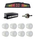 Sensor De Estacionamento Kx3 Branco 8 Pontos Ré e Dianteiro Sensor De Estacionamento Kx3 Branco 8 Pontos Ré e Dianteiro