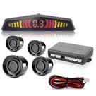 Sensor de Estacionamento Ré Preto 4 Pontos Sensores Sinal Sonoro Display Led Para-Choque Preto