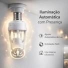 Sensor Presença E27 Bivolt Luz Automática Movimento Infravermelho 360 Graus Suporte Lâmpada Led