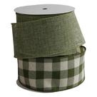 Serapilheira xadrez Ribbon Buffalo com fio 6 cm verde sálvia 5 m Meseey