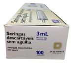 Seringa 03ml sem agulha slip descarpack cx com 100 unidades