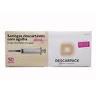 Seringa 20ml com agulha 25 x0,7 slip descarpack cx com 50 unidades