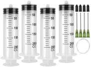 Seringa A AKRAF 200mL com tubo de 140 cm e agulha 14G 1,5", pacote com 4