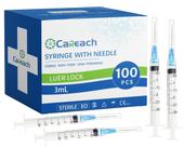 Seringa Careach, 100 pacotes de 3 mL, 23 Ga, 1 polegada, embalados individualmente