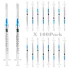 Seringas com agulhas de 1 ml Luer Lock 23G (2,5 cm), pacote com 100