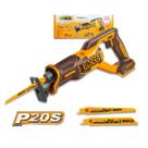 Serra Sabre A Bateria Ingco CRSLI2108 20V Linha P20S 2800RPM Metal 12MM Madeira 210MM Curso 25MM Com 2 Lâminas Velocidade Variável Marcenaria Obras