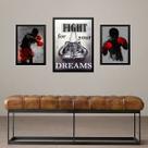 Set 3 Quadros Decorativos Esporte Boxe - com vidro Set 3 Quadros Decorativos Esporte Boxe - com vidro