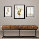 Set 3 Quadros Florais Branco Com Dourado Set 3 Quadros Florais Branco Com Dourado