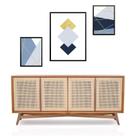 Set 3 Quadros Geométricos Azul e Dourado - com vidro Set 3 Quadros Geométricos Azul e Dourado - com vidro