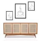 Set 3 Quadros Minimalistas Café - One Line - com vidro Set 3 Quadros Minimalistas Café - One Line - com vidro