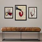 Set 3 Quadros Vintage Vinho - com vidro