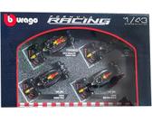 Set c/ 4 Carros Formula 1 Red Bull Racing - 1 M. Verstappen / 11 S. Perez - 1:43 - Burago