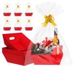 Set de 10 Canastas de Regalo AFOROEOA en Kraft Rojo 32x27x17 cm