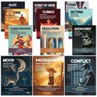 Set de 12 Carteles de Elementos Literarios 11x14 pulgadas Matte