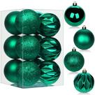 Set de 12 Esferas Navideñas Briful Esmeralda Irrompibles de 8 cm