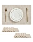 Set de 12 individuales Leetaltree beige y blanco resistentes al calor