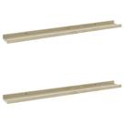 Set de 2 Estantes de Pared vidaXL MDF Blanco/Oak Sonoma 80x9x3 cm
