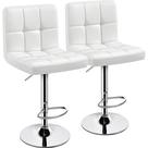 Set de 2 Taburetes de Bar Yaheetech de Cuero PU Ajustables en Blanco