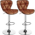 Set de 2 Taburetes de Bar Yaheetech en Cuero PU Giratorios y Ajustables