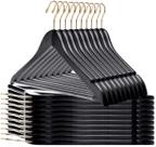 Set de 20 Perchas de Madera de Calidad en Negro con Gancho Dorado