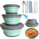 Set de 3 Recipientes de Silicona Plegables para Camping RMAMSCOV con Porta Comidas