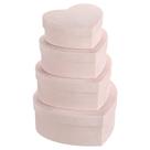 Set de 4 Cajas de Regalo GnFlus en Forma de Corazón de Terciopelo Rosa Claro