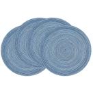 Set de 4 Posavasos Redondos Trenzados SHACOS Azul Gris 38 cm
