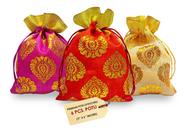 Set de 6 Bolsas Potli Artesanales de 23x15 cm en Organza para Regalos