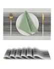 Set de 6 Individuales Leetaltree Negro con Blanco Tejido en PVC