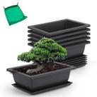 Set de 6 Macetas para Bonsái GROWNEER de 23 cm con Bandejas de Drenaje y Tapete