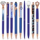 Set de 9 bolígrafos metálicos azul oscuro con purpurina Janmini
