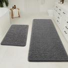 Set de Alfombrillas de Baño LOCHAS 51x81cm y 61x152cm Chenilla Gris