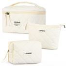 Set de Bolsas Cosméticas Lodmemo 3 PCS de Algodón Acolchado Beige