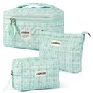 Set de Bolsas Cosméticas Lodmemo 3 Piezas Algodón Acolchado Verde