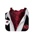 Set de Corbata Ascot Barry.Wang Paisley Rojo y Negro de Seda 126 cm