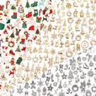 Set de Dijes SANNIX 350 Piezas Navidad Esmalte Oro y Plata