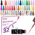Set de Líneas de Gel para Uñas JODSONE 32 Colores con Lámpara UV
