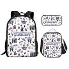 Set de Mochila HAvern Película Casual con Estampado 3D y Bolsa para Almuerzo Blanca