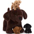 Set de Peluches Karister Labrador Chocolate con Mamá y 3 Cachorros