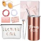 Set de Regalos para Niña de las Flores Propuesta Serial 9 Pzs con Vaso con Pajilla Rosa