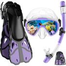 Set de Snorkel Vengreedo con Aletas para Adultos Morado con Bolsa