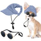 Set de Sombrero y Gafas de Sol Jadive Azul para Perros Pequeños