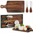 Set de tablas de cortar Ziliny de madera de nogal con cuchillo y tenedor para queso