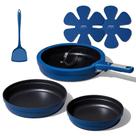 Set de utensilios de cocina CAROTE 8 piezas azul antiadherente apto para inducción y horno