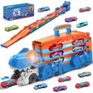 Set de Vehículos de Juguete TERRAMUS Camión Transporte de Dinosaurios con 8 Autos y Sonido